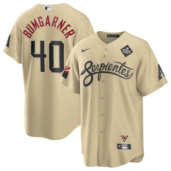 Men's Arizona Diamondbacks #40 Madison Bumgarner Gold 2023 World Series City Connect Cool Base Stitched Baseball Jersey