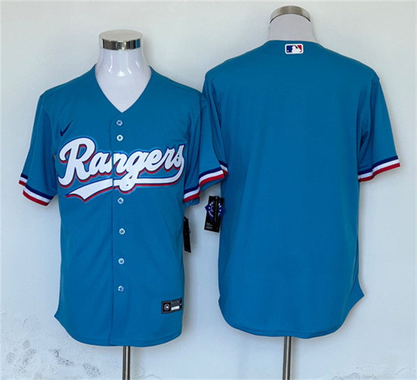 Men's Texas Rangers Blank Blue Cool Base Stitched Baseball Jersey