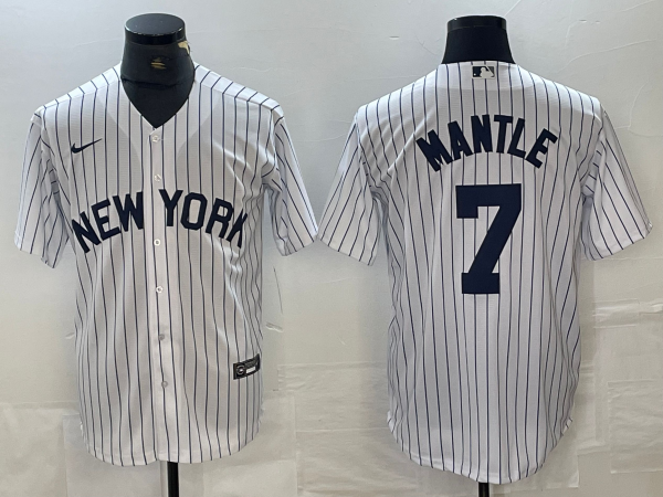 Men's New York Yankees #7 Mickey Mantle White 2024 Cool Base Stitched Jerseys