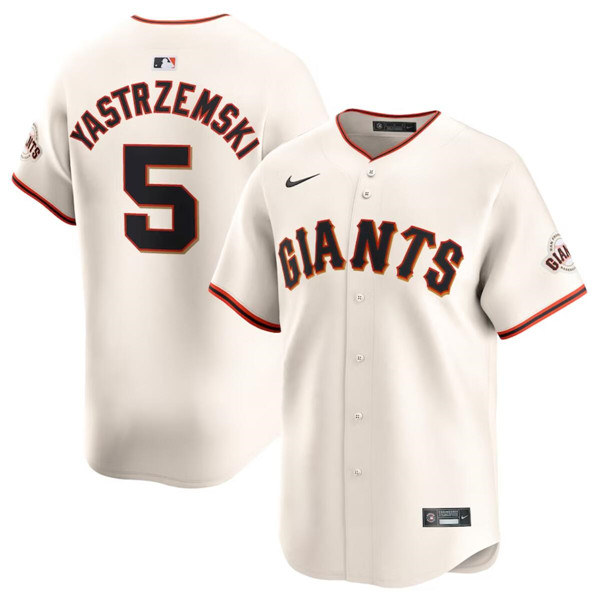 Men's San Francisco Giants #5 Mike Yastrzemski Cream Cool Base Stitched Baseball Jersey