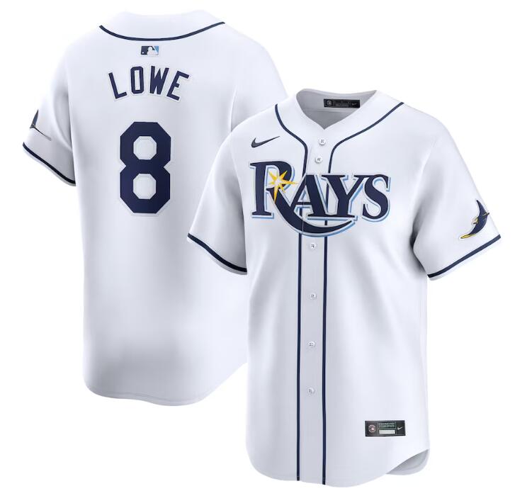 Men's Tampa Bay Rays #8 Brandon Lowe White Home Limited Stitched Baseball Jersey