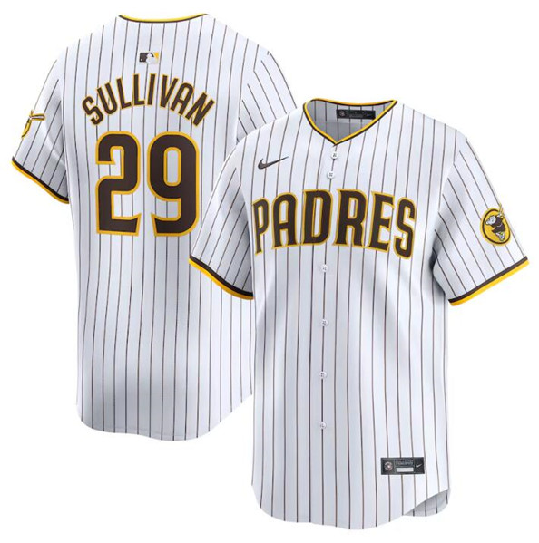 Men's San Diego Padres #29 Brett Sullivan White 2024 Home Limited Baseball Stitched Jersey