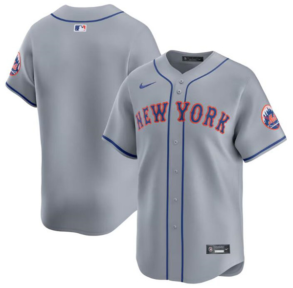 Men's New York Mets Blank 2024 Gray Away Limited Stitched Baseball Jersey