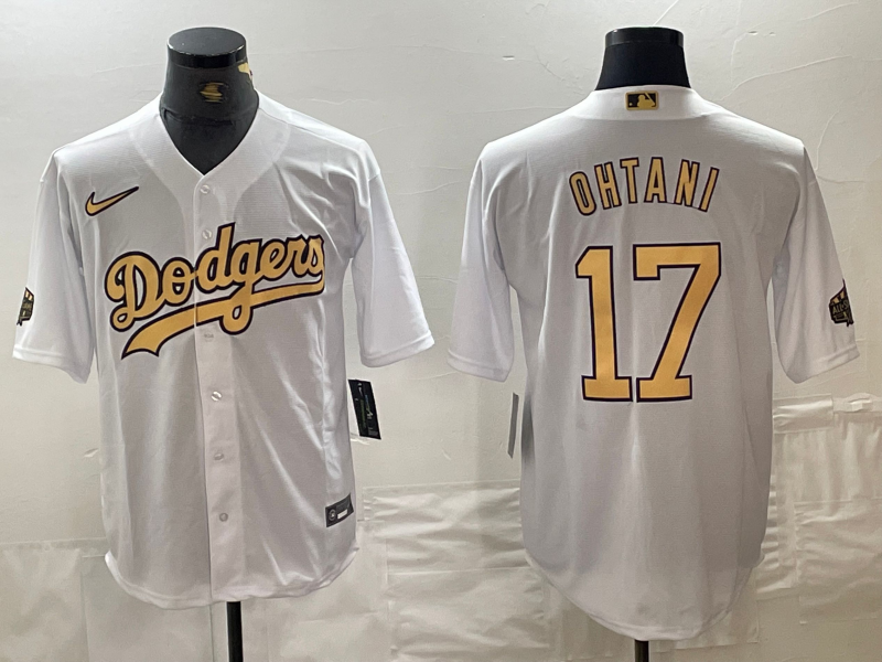 Men's Los Angeles Dodgers #17 Shohei Ohtani White 2022 All Star Stitched Cool Base Nike Jersey