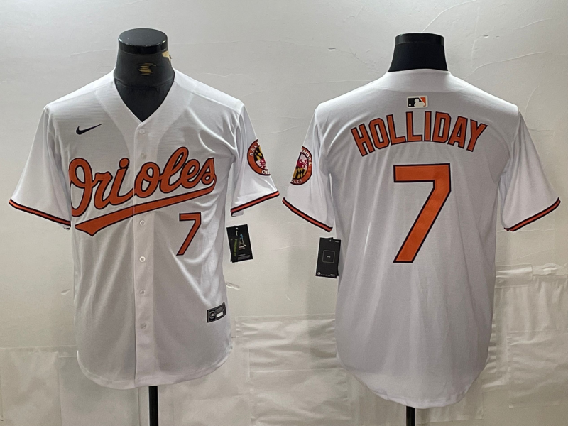 Men's Baltimore Orioles #7 Jackson Holliday Number White Limited Cool Base Stitched Jersey