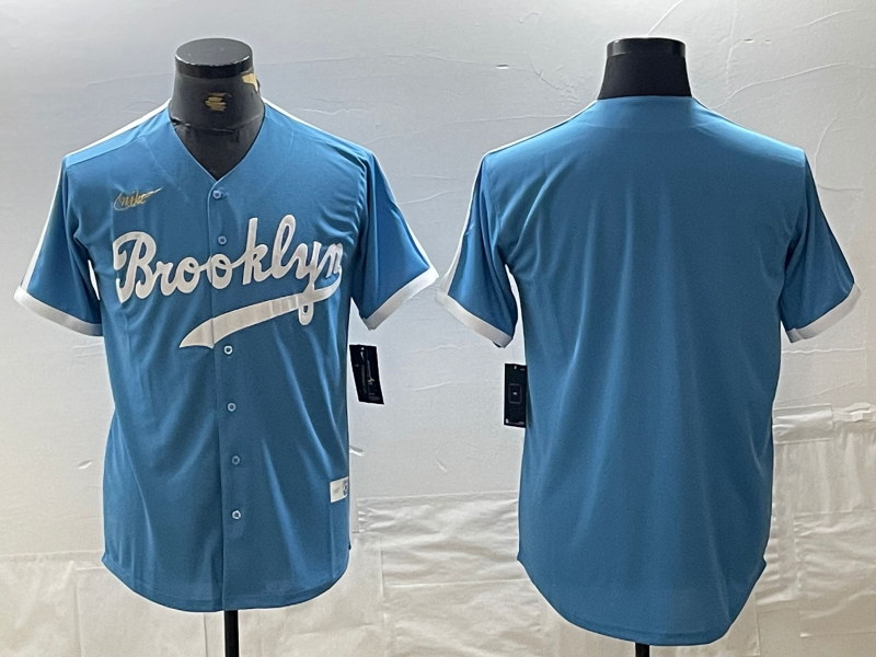 Men's Los Angeles Dodgers Blank Light Blue Throwback Cool Base Stitched Baseball Jersey