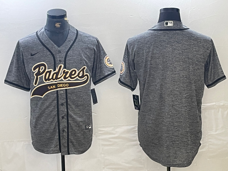 Men's San Diego Padres Blank Grey Gridiron Cool Base Stitched Baseball Jersey