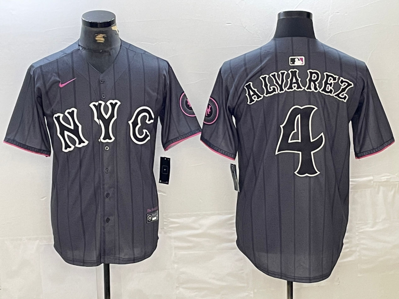 Men's New York Mets #4 Francisco Alvarez Gray 2024 City Connect Cool Base Stitched Jersey