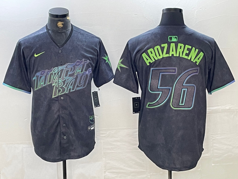 Men's Tampa Bay Rays #56 Randy Arozarena Charcoal 2024 City Connect Limited Stitched Jersey