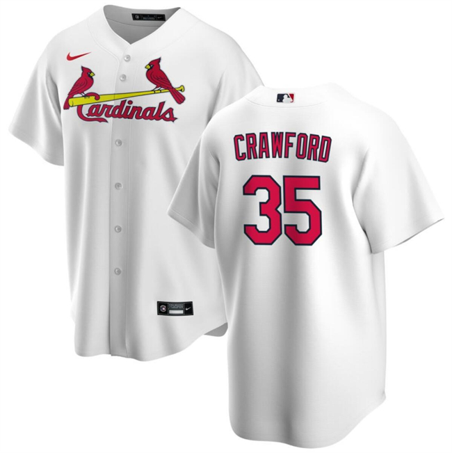 Men's St. Louis Cardinals #35 Brandon Crawford White Cool Base Stitched Baseball Jersey