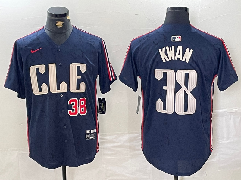 Men's Cleveland Guardians #38 Steven Kwan Number Navy 2024 City Connect Limited Stitched Jersey