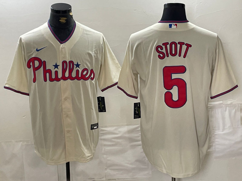 Men's Philadelphia Phillies #5 Bryson Stott Cream Cool Base Jersey