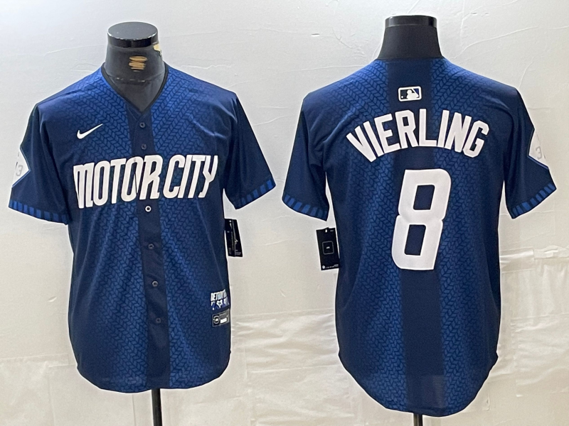 Men's Detroit Tigers #8 Matt Vierling Navy 2024 City Connect Cool Base Limited Stitched Jersey