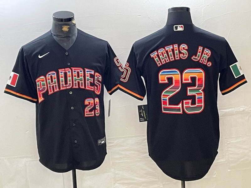 Men's San Diego Padres #23 Fernando Tatis Jr Black Rainbow Mexico Cool Base Stitched Jersey