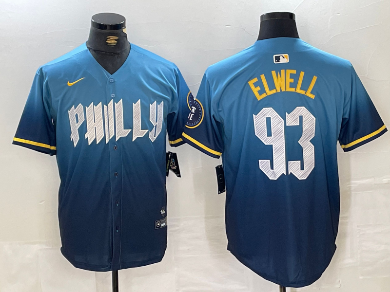 Men's Philadelphia Phillies #93 Jason Elwell Blue 2024 City Connect Limited Stitched Jersey