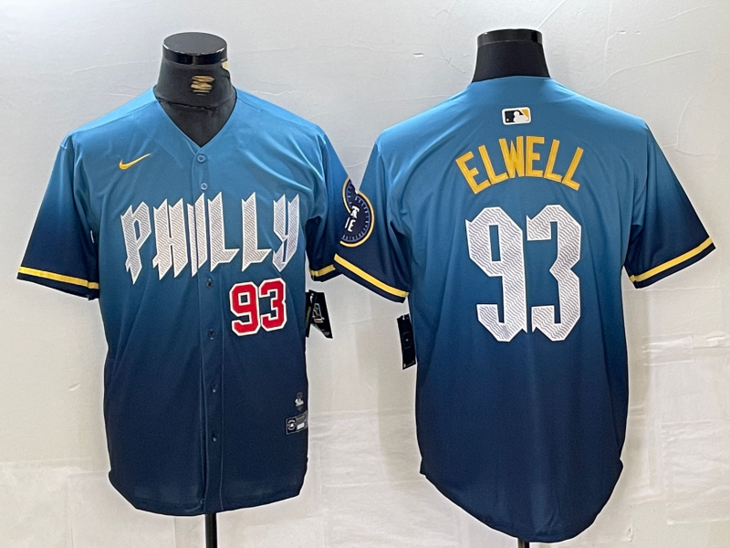 Men's Philadelphia Phillies #93 Jason Elwell Blue 2024 City Connect Limited Stitched Jerseys