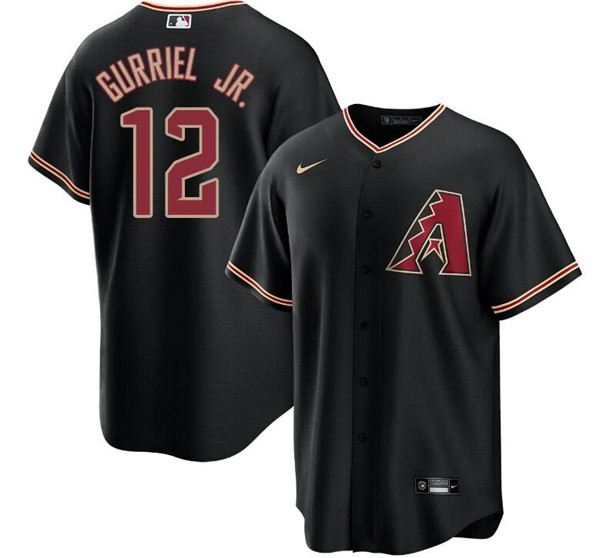 Men's Arizona Diamondbacks #12 Lourdes Gurriel Jr. Black Cool Base Stitched Baseball Jersey