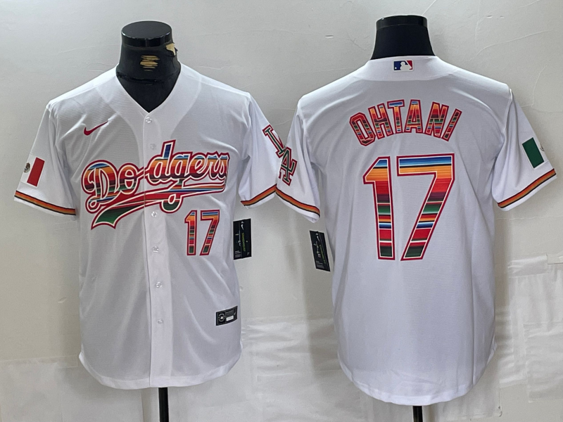 Men's Los Angeles Dodgers #17 Shohei Ohtani White Mexico Cool Base Stitched Jersey