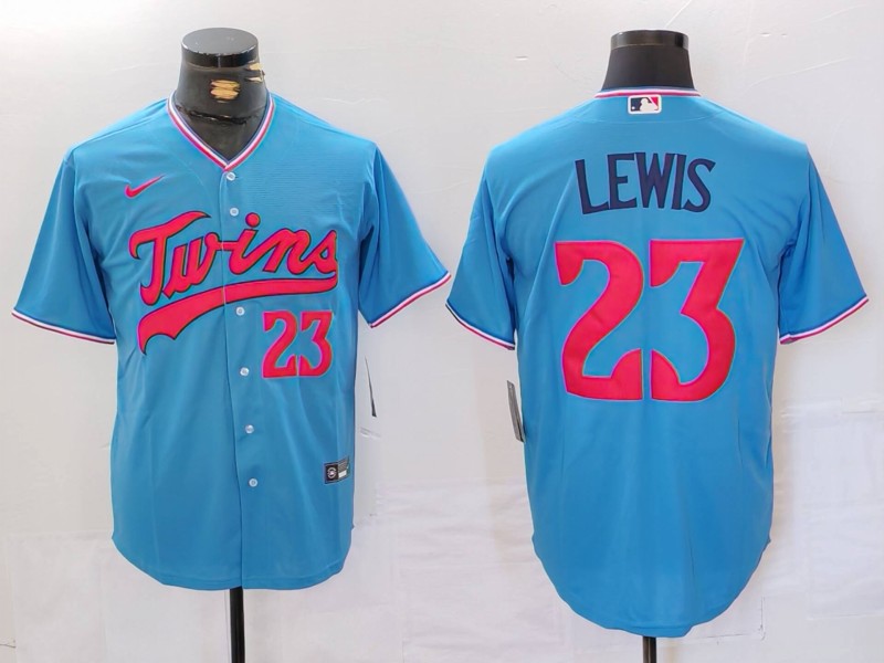 Men's Minnesota Twins #23 Royce Lewis Blue Cool Base Stitched Jersey