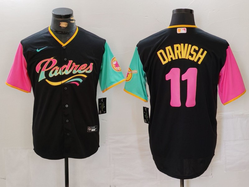 Men's San Diego Padres #11 Yu Darvish Black Fashion Baseball Jersey