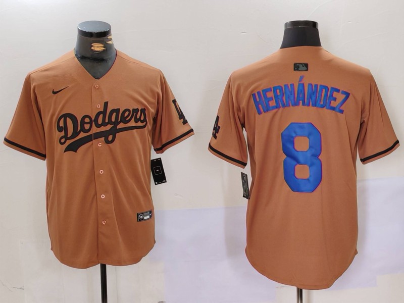 Men's Los Angeles Dodgers #8 Kike Hernandez Olive Cool Base Limited Stitched Jersey