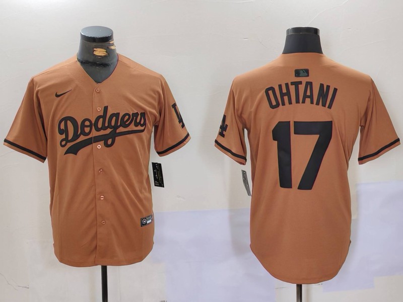 Men's Los Angeles Dodgers #17 Shohei Ohtani Olive Black Cool Base Limited Stitched Jersey