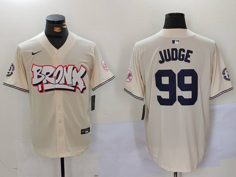 Men's New York Yankees #99 Aaron Judge Cream Limited Stitched Baseball Jersey