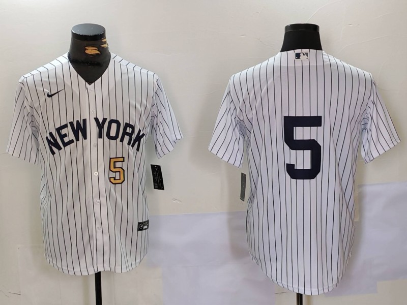 Men's New York Yankees #5 Joe DiMaggio White No Name Cool Base Stitched Jerseys