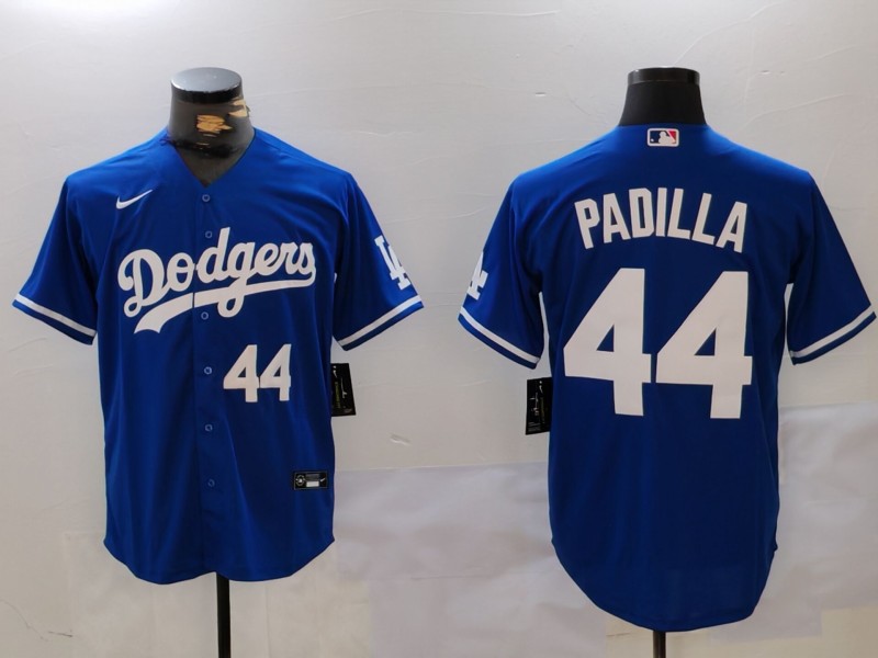 Men's Los Angeles Dodgers #44 Vicente Padilla Number Blue Cool Base Stitched Jerseys