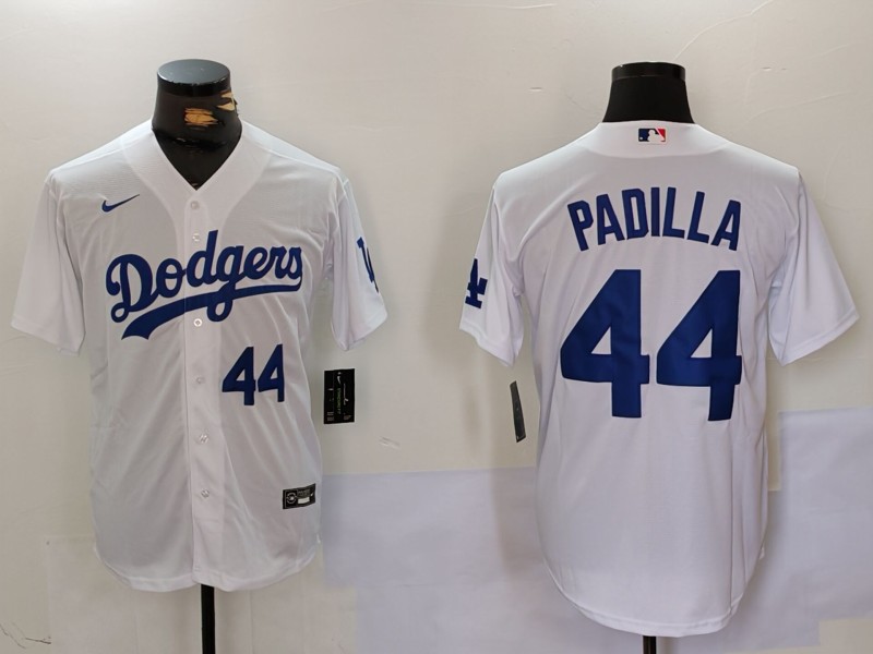 Men's Los Angeles Dodgers #44 Vicente Padilla Number White Cool Base Stitched Jerseys