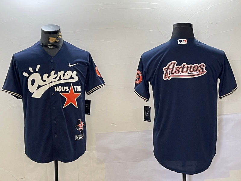 Men's Houston Astros Blank Navy Cactus Jack Vapor Premier Stitched Baseball Jerseys