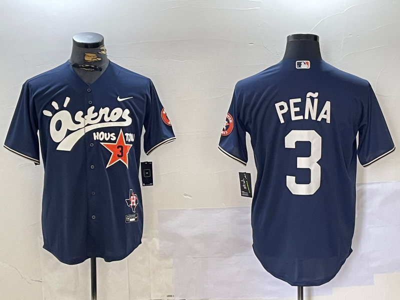 Men's Houston Astros #3 Jeremy Pena Black Cactus Jack Vapor Premier Stitched Baseball Jersey