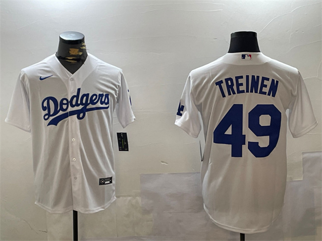 Men's Los Angeles Dodgers #49 Blake Treinen White Cool Base Stitched Baseball Jersey