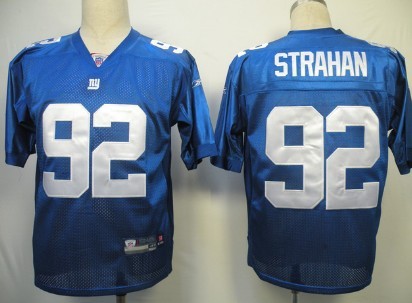 Reebok New York Giants #92 Michael Strahan Blue Jersey