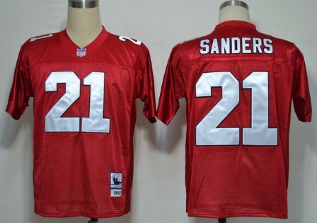 Atlanta Falcons #21 Deion Sanders Red Throwback Jersey