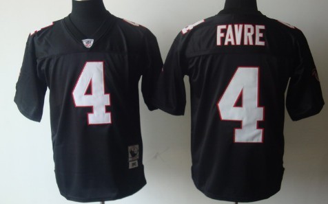 Atlanta Falcons #4 Brett Favre Black Throwback Jersey