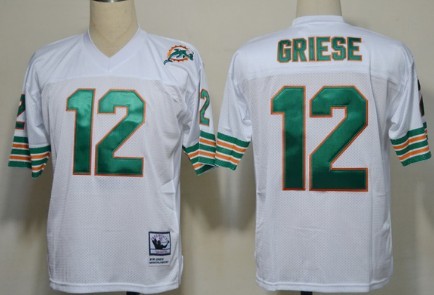 Miami Dolphins #12 Bob Griese White Throwback Jersey