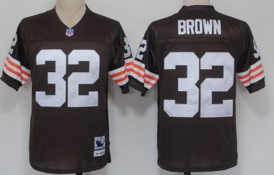 Cleveland Browns #32 Jim Brown Brown Short-Sleeved Throwback Jersey