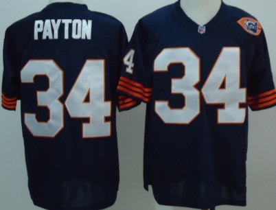 Chicago Bears #34 Walter Payton Blue Throwback With Bear Patch Jersey