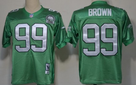 Philadelphia Eagles #99 Jerome Brown Light Green Throwback 99TH Jersey