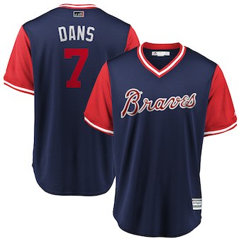 Men's Atlanta Braves 7 Dansby Swanson Dans Majestic Navy 2018 Players' Weekend Cool Base Jersey