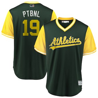 Men's Oakland Athletics 19 Josh Phegley PTBNL Green 2018 Players' Weekend Cool Base Jersey