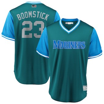 Men's Seattle Mariners 23 Nelson Cruz Boomstick Light Blue 2018 Players' Weekend Cool Base Jersey