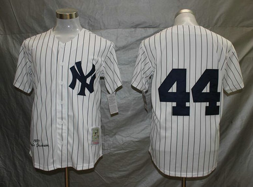 New York Yankees 44 Reggie Jackson 1977 White Throwback Jersey