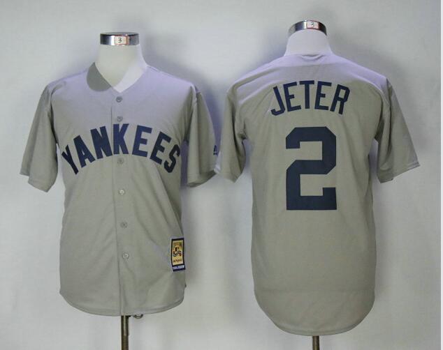 New York Yankees 2 Derek Jeter Majestic Gray Road Cool Base Cooperstown Collection Player Jersey