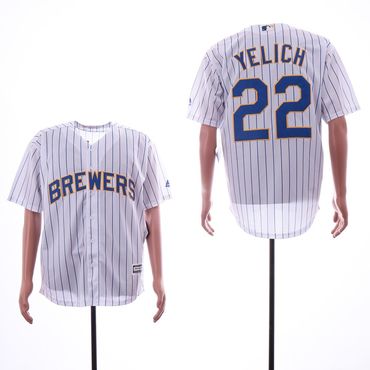 Men's Milwaukee Brewers #22 Christian Yelich White Cool Base Jersey