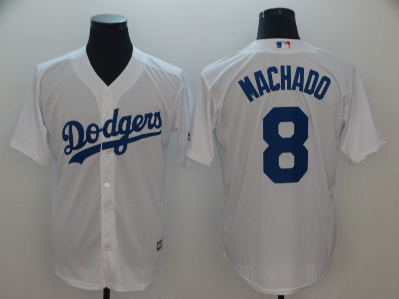 Men's Los Angeles Dodgers #8 Manny Machado White Cool Base Jersey