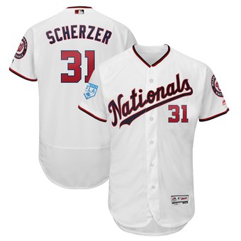 Men's Washington Nationals 31 Max Scherzer Majestic White 2019 Spring Training Flex Base Player Jersey