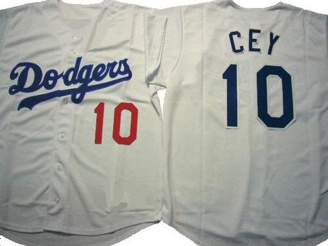 Men's Los Angeles Dodgers 10 Ron Cey Gray Cool Base Jersey