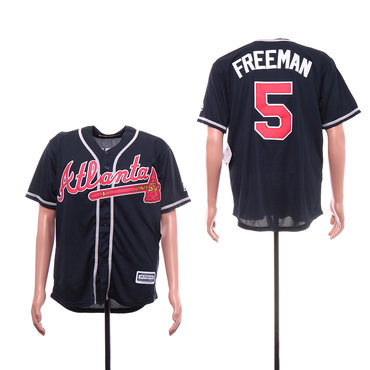 Men's Atlanta Braves 5 Freddie Freeman Navy Cool Base Jersey